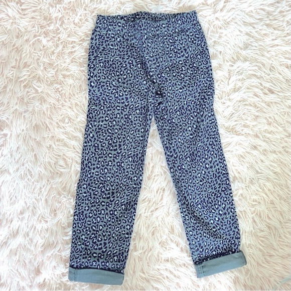 Jumping Beans Girls Cuffed Ocelot Leopard Print Jeans Gray Blue Boyfriend - Picture 2 of 5